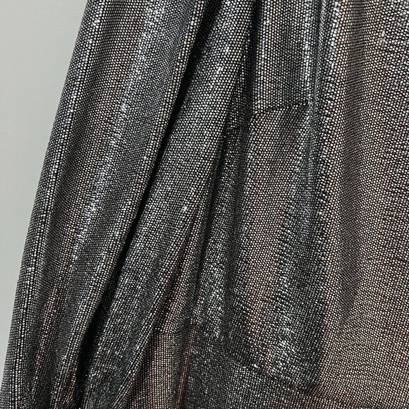 Eliza J Silver Metallic Dress Puff Sleeves Jersey Cocktail Plus Size 14 - Picture 6 of 7